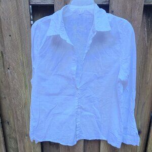 *NWOT* Womens sz 12 (estimate) button front white linen shirt